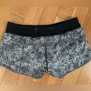 Black and white lululemon shorts.
